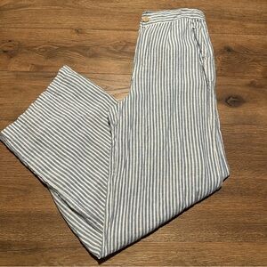 Tahari 100% Linen Striped Wide Leg Pants Size 10